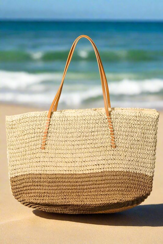 Beachchi Tote, Straw Braided Tote, Beach Tote, Beach Bag, Summer Tote, Vacation Accessory, Tan Tote, Straw Beach Bag, Tote