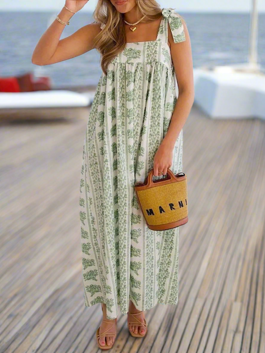 Women's Sundress  Tie Shoulder Dress, Midi Dress, Summer Dress, Sundress, Beachchi Sundress, Vacation Wear, Beachwear, Casual Dress  Resort Wear, Dinner Date Dress