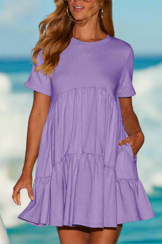 Beachchi Sundress, Resort Wear, Perfect Summer Mini Dress, Multiple Colors,  Round Neck Short Sleeve Mini Dress, Vacation Wear, Beachwear, Women's Dress, Mini Dress