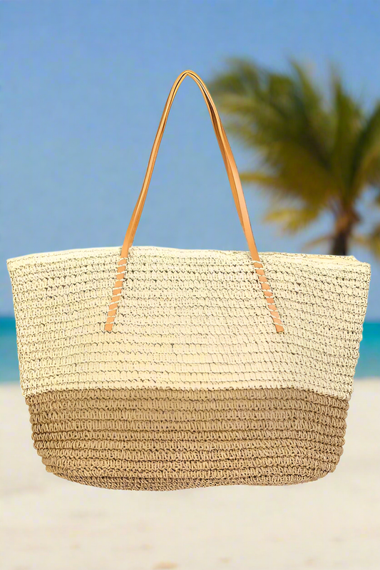 Beachchi Tote, Straw Braided Tote, Beach Tote, Beach Bag, Summer Tote, Vacation Accessory, Tan Tote, Straw Beach Bag, Tote