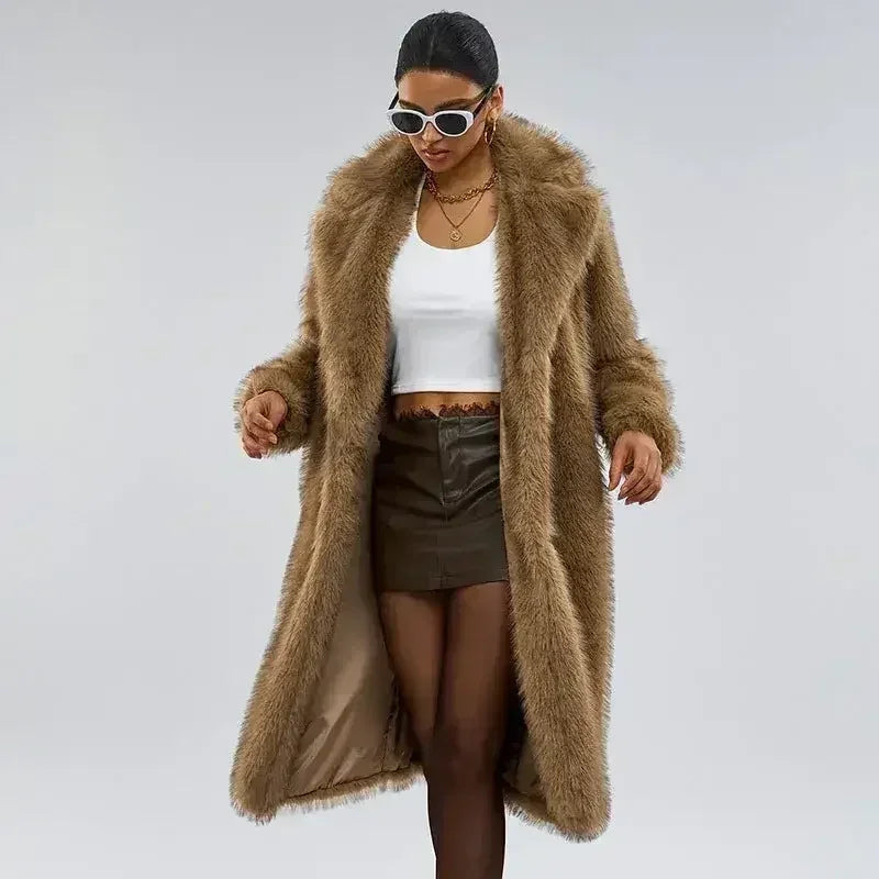 Women’s Long Faux Fur Maxi Coat | Luxe Winter Coat