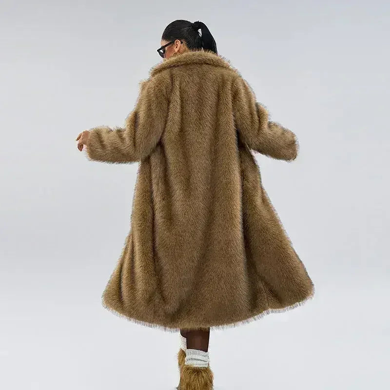Women’s Long Faux Fur Maxi Coat | Luxe Winter Coat