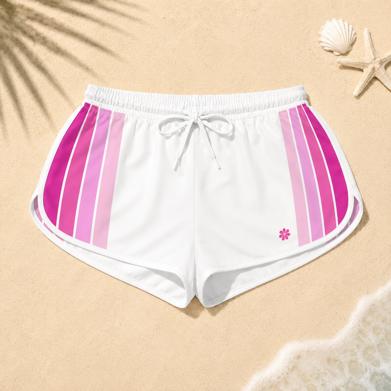 Retro Rainbow Stripe Shorts | Women's Relaxed Shorts|Beachchi Shorts