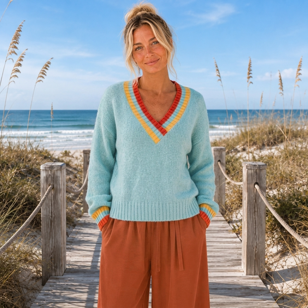 Overlap V Neck Sweater