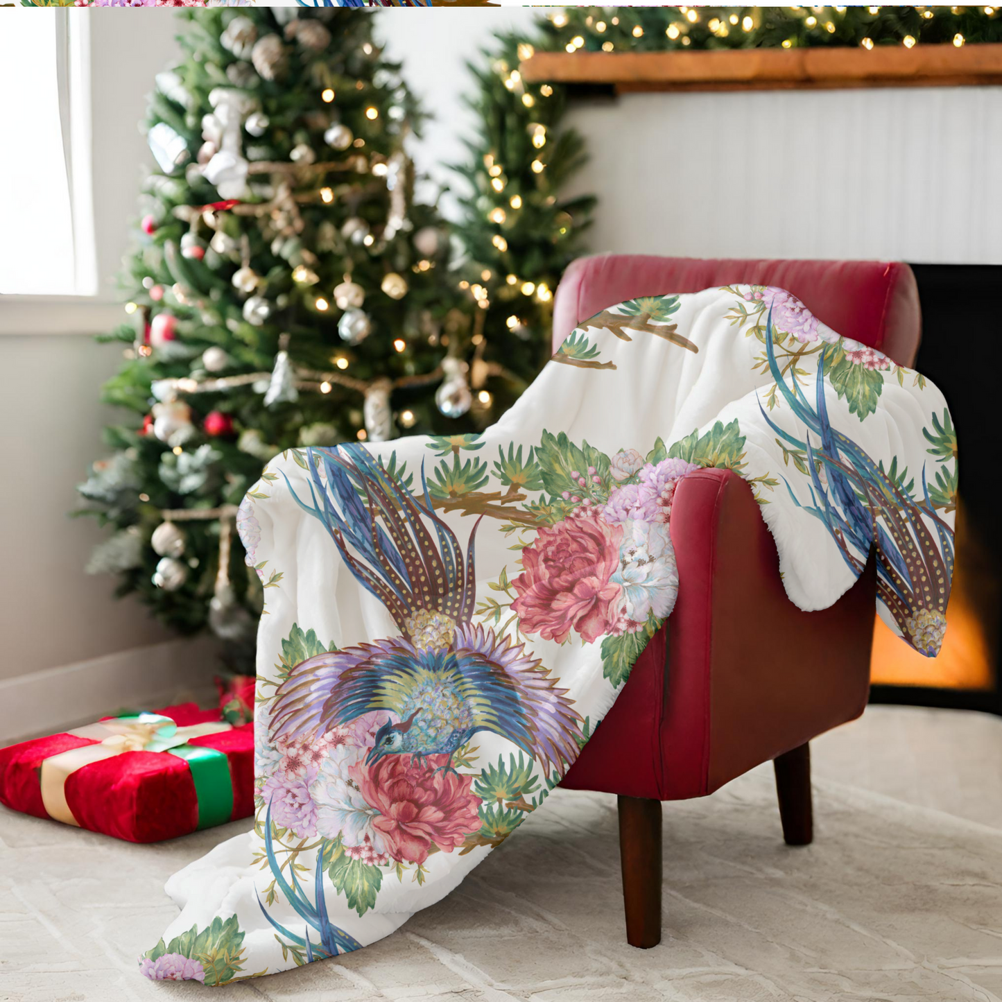 Floral Velveteen Blanket, 3 Sizes, Bedding, Cozy Throw  Blanket, Home Décor, Soft Plush Blanket, Coastal Décor, Warm Coverup, Beachchi Blanket
