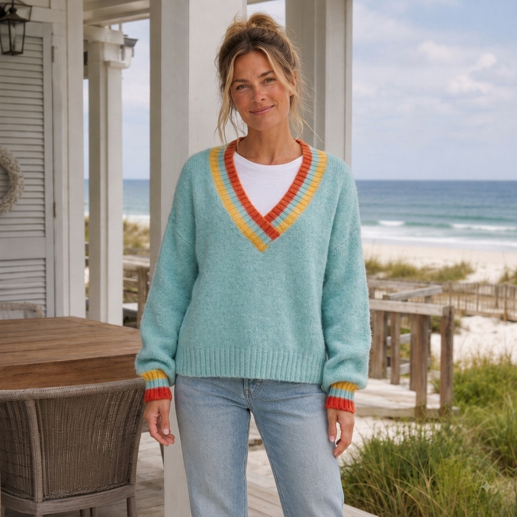 Overlap V Neck Sweater