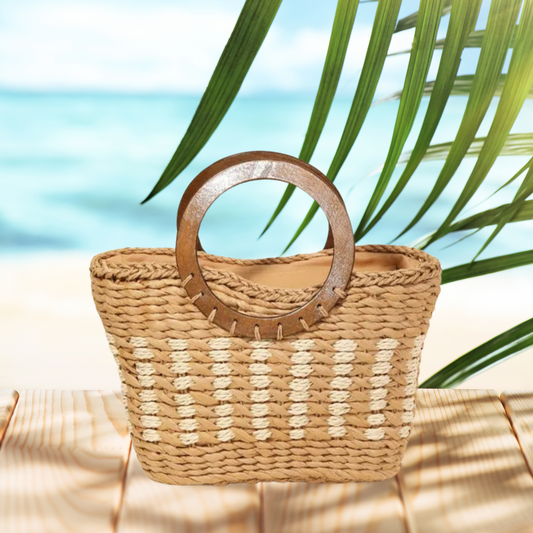 Beachchi Bag, Woven Beach Bag, Handbag, Round Handle Tote Bag, Natural Beach Bag, Women's Summer Bag  Beachchi Bag, Casual Tote, Summer Purse, Evening Bag