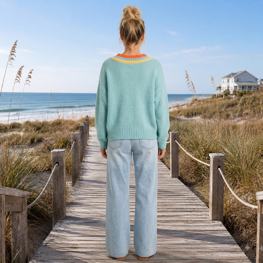 Overlap V Neck Sweater